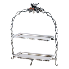 Bird and Acorn "Home For The Holidays" Aluminum 2 Tier Serving Stand | Star Home Designs | 42158