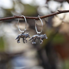 Wolf Sterling Silver Hoop Wire Earrings | Kabana Jewelry | KE911