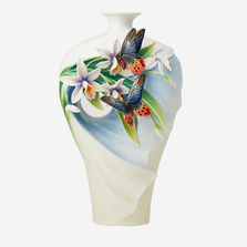 Swallowtail Butterfly and Orchid Porcelain Vase | FZ03726 | Franz Collection