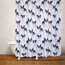 Dog Print Fabric Shower Curtain | Cool Frenchie | Moda at Home