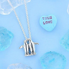 Penguin Pair Sterling Silver Pendant Necklace | Kabana Jewelry | P529