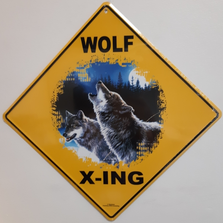 Wolf Howling Metal Crossing Sign | Wolf Howling Xing Sign | MXSHB1077