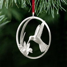 Hummingbird and Flower Pewter Ornament | Ken Kantro | Lovell Designs