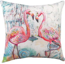 Flamingo Indoor Outdoor Throw Pillow "Jewels of the Sea" | SLJOTS