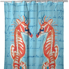 Seahorses Shower Curtain "Coral Seahorse" | BDSH100B