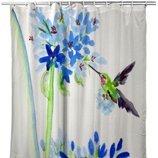 Hummingbird & Blue Flowers Shower Curtain | BDSH808