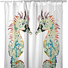 Betsy's Seahorses White Shower Curtain | BDSH388W