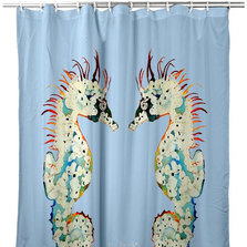 Betsy's Seahorses Light Blue Shower Curtain | BDSH388B