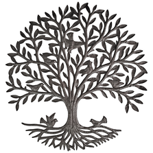 Tree with Two Grounded Birds Metal Wall Art | Le Primitif
