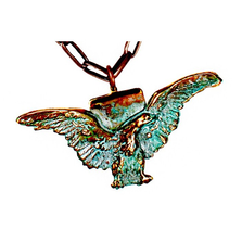 Eagle Verdigris Patina Brass Pendant Copper Chain Necklace | Elaine Coyne Jewelry