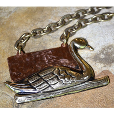 Swan Neo Victorian Hand Forged Copper Antique Pendant | Elaine Coyne Jewelry