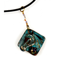 Horse Head Verdigris Patina Brass Necklace | Elaine Coyne Jewelry | ECGEQP824PDCRPA