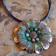 Zinnia Brass Pendant Necklace | Elaine Coyne Jewelry | ECGNAP849PD