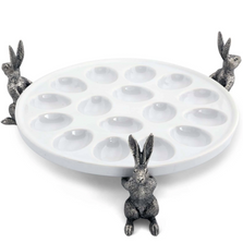 Rabbit Stoneware Deviled Egg Tray | G303RT | Vagabond House