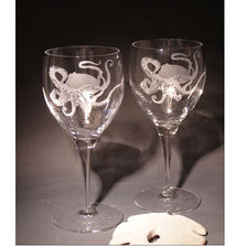 Octopus Chablis Crystal 13 oz Wine Glass Set of 2 | Evergreen Crystal |  ECSS-60627