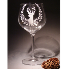 Deer with Berries Crystal 18 oz Wine Glass Set of 2 | Evergreen Crystal | ECNA-111613