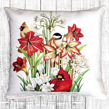 Holiday Birds and Flowers Indoor Outdoor Pillow 18x18 | Magnolia Casual | MCWMLT911LCS