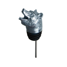 Stainless Steel Carved Grizzly Bear Wine Pourer - Aerator | Menagerie | M-SPF2-Grizzly Bear