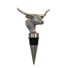 Carved Stainless Steel Longhorn Bottle Stopper | Menagerie | M-