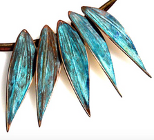 Verdigris Patina Leaves Solid Brass Necklace  | Elaine Coyne Jewelry | ECLP877n