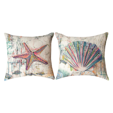 Starfish and Shell Indoor Outdoor Throw Pillow "Jewels of the Sea" | SDJOTS