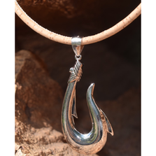 Sterling Silver Fishhook and Cork Necklace | Nature Jewelry | CTD-N118