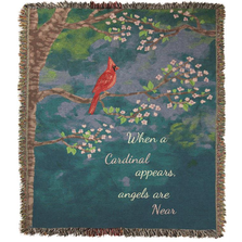 When a Cardinal Appears Light Tapestry Throw Blanket | Manual Woodworkers | ATAWCL