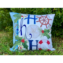 Coastal Christmas Greetings Indoor Outdoor Pillow 18x18 | Magnolia Casual | MCNT901LCS