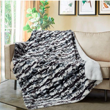 Chinchilla Flannel Sherpa Throw Blanket