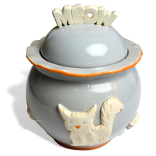 French Grey Stoneware Cat Treat Jar with Lid | CCEPCJF3006