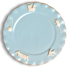 Sky Blue Grey Stoneware Cat Whisker Plate | CCE02-1001