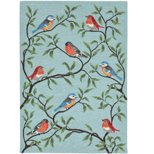 Hand Hooked Birds on Branches Indoor/Outdoor Rug