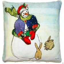 Bunnies and Snowman Indoor/Outdoor Pillow | MCRSM2BLCS