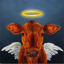 Cow Angel Gallery Wrapped Canvas "There's No Need For Beef"