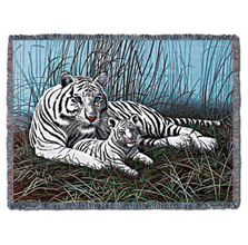 White Tiger In The Mist Tapestry Throw Blanket | PC8175-T