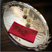 Olive Branch Handled Hammered Centerpiece Tray