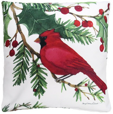 Holiday Cardinal on Holly Indoor Outdoor Pillow 18x18
