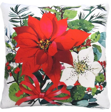 Holiday Poinsettia Bouquet Indoor Outdoor Pillow 18x18