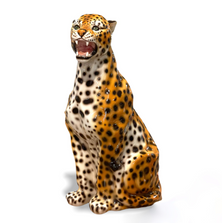 Smiling Cheetah Italian Ceramic Sculpture