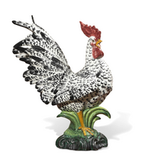 Italian Ceramic Rooster Sculpture Black and White