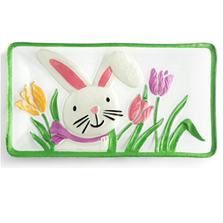 Bunny And Tulips Glass Tray