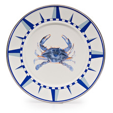 Set of 4 Blue Crab Enamel Ware Dinner Plates