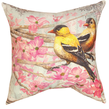 Birds with Pink Foliage Indoor/Outdoor Pillow 