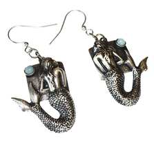 Antique Silver Mythical Mermaids Dangle Earrings