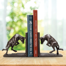 Cheetah Bookends Set of Two in Porcelain with Brass Base at