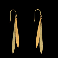  Bud and Leaf Long Wire Earrings | Michael Michaud | 3716BZ | Nature Jewelry
