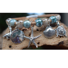 Sealife Sterling Silver, Bead and Cork Bracelet | Nature Jewelry | CTD-B84-2