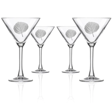 Rolf Glass Palm Tree 10 oz Martini Glass (Set of 4)