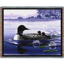 Hand Made Loon Cotton Throw Blanket | pc814-T