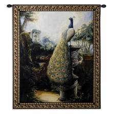 Peacock Cotton Woven Tapestry Wall Art Hanging "Peacock Garden" | PC4075-WH